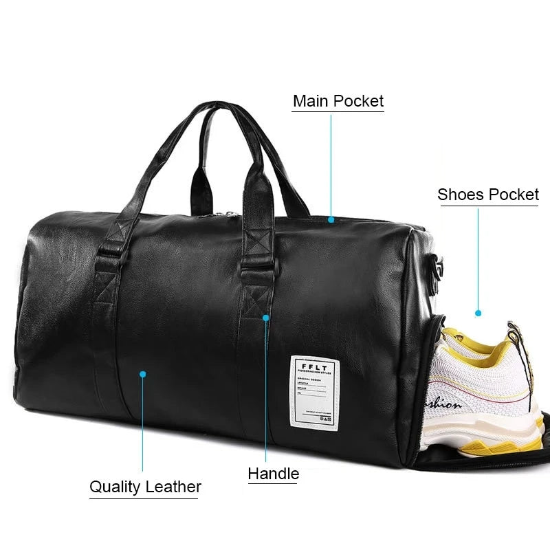 Leather Gym Bag Dry Wet Bags Men Training Yoga Travel Shoulder Sac De Sport
