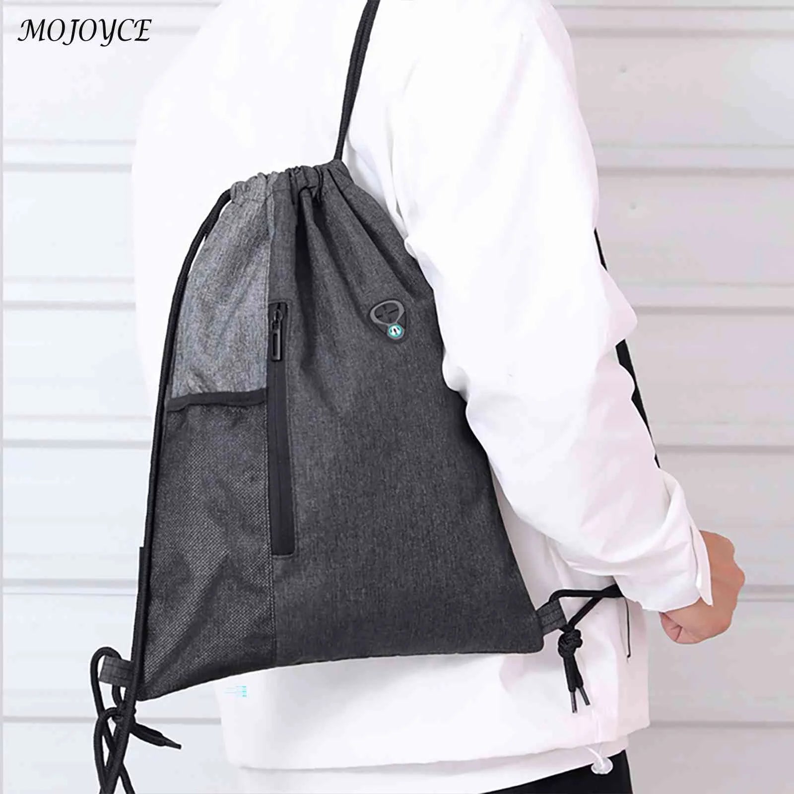 Oxford Cloth Gym Sack Drawstring Bag with Earphones Hole