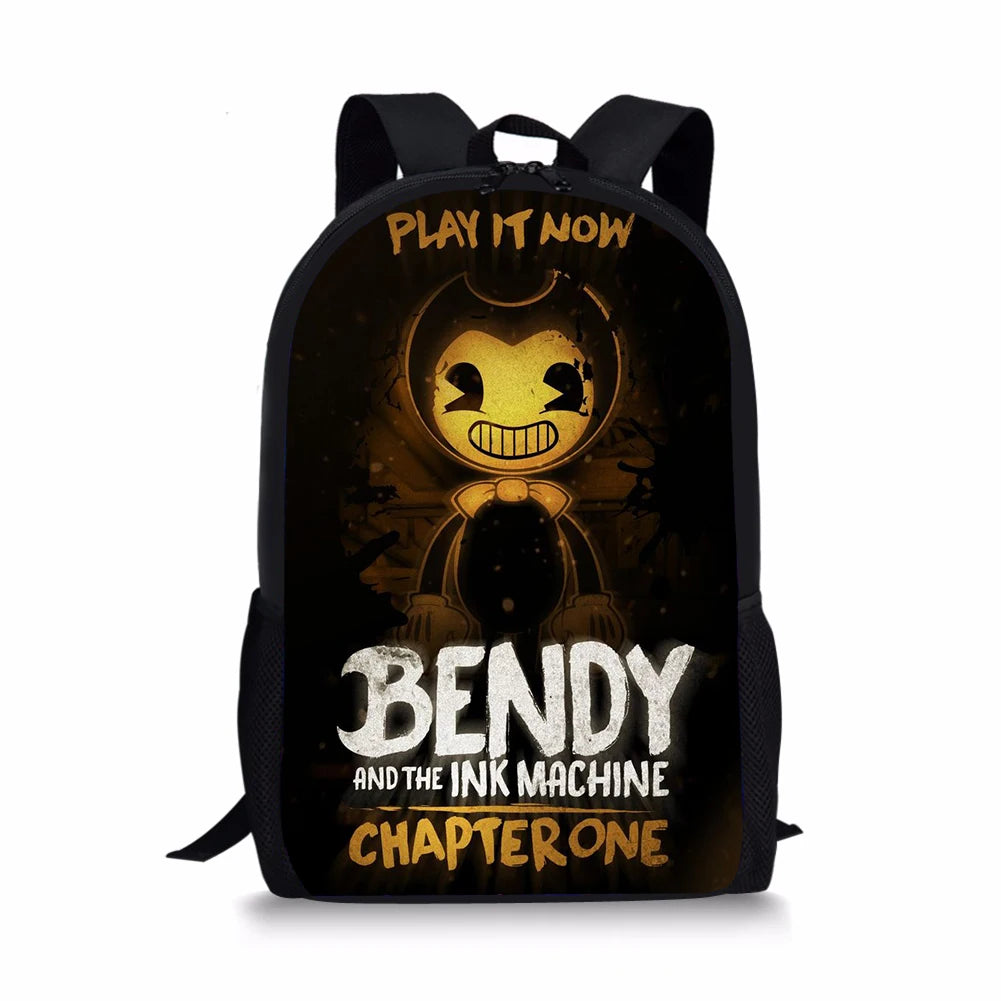Bendy-Ink-Game Pattern School Backpack for Children