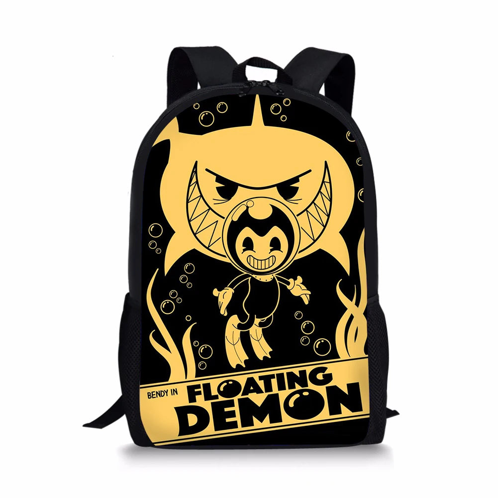 Bendy-Ink-Game Pattern School Backpack for Children