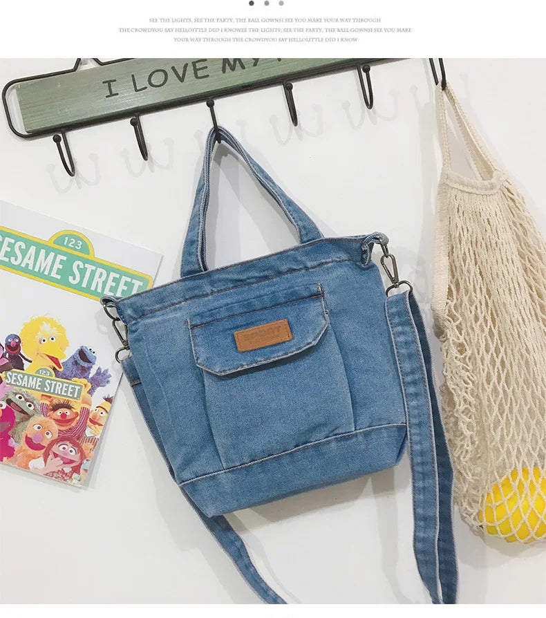 HAPPIEST Denim Women Casual Small Handbag Cowboy Fabric Female Shoulde