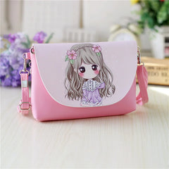 Women's Phone Purse PU Leather Princess Coin Wallet Kids Shoulder Bag