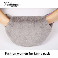 Women Fur Waist Bag Fanny Pack Winter Hip Bum Bags Female Large Capacity Suede