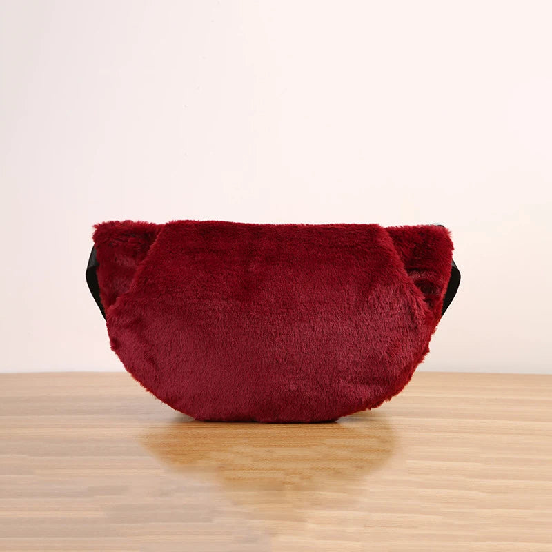 Women Fur Waist Bag Fanny Pack Winter Hip Bum Bags Female Large Capacity Suede