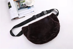 Women Fur Waist Bag Fanny Pack Winter Hip Bum Bags Female Large Capacity Suede