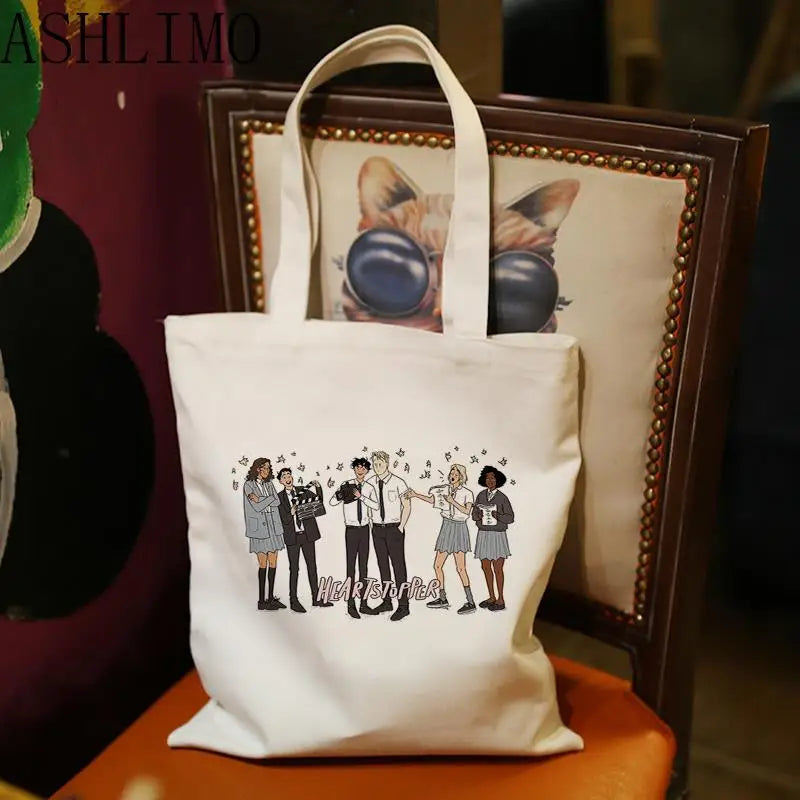 HEARTSTOPPER Quote Book Shoulder Bag Canvas Shopper Tote Beach Bag