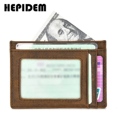 RFID High Crazy Horse Leather Slim Wallet Mini Purse