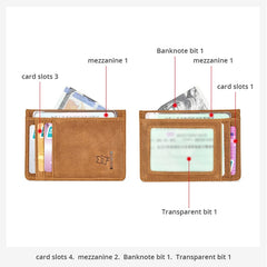 RFID High Crazy Horse Leather Slim Wallet Mini Purse
