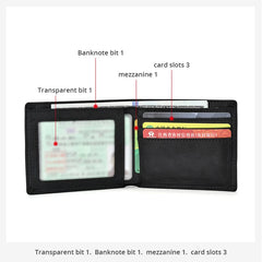 RFID High Crazy Horse Leather Slim Wallet for Men