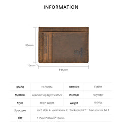 RFID High Crazy Horse Leather Slim Wallet Mini Purse