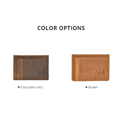 RFID High Crazy Horse Leather Slim Wallet Mini Purse