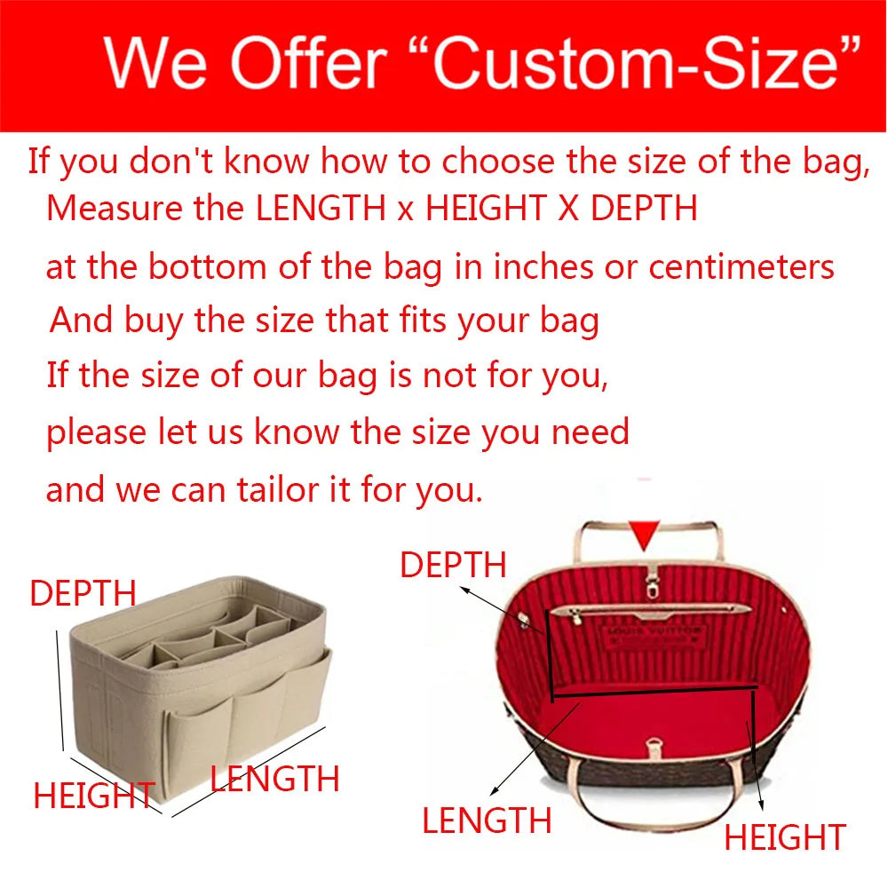 HHYUKIMI Felt Cosmetic Bag Handbag Organizer Insert Travel Inner Purse M...