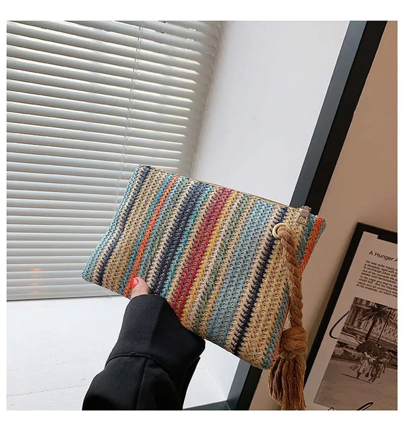 Style Weave Tote Bag Handbag Straw Ladies Clutch Evening Bags
