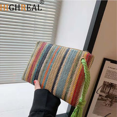 Style Weave Tote Bag Handbag Straw Ladies Clutch Evening Bags