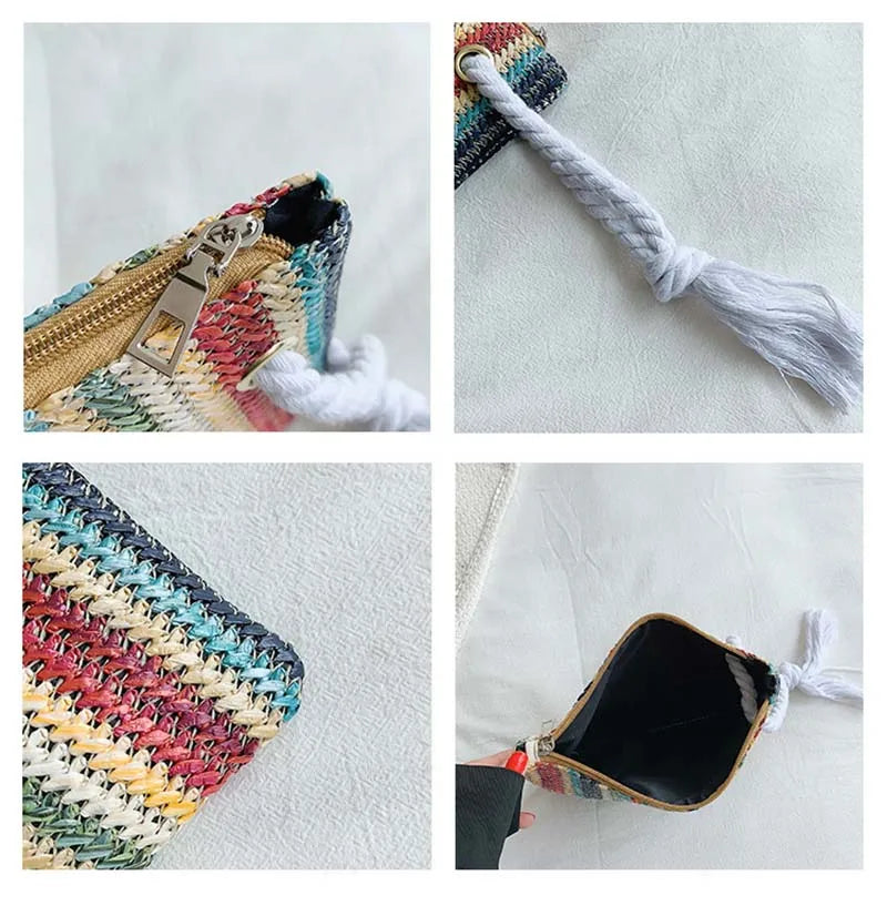 Style Weave Tote Bag Handbag Straw Ladies Clutch Evening Bags