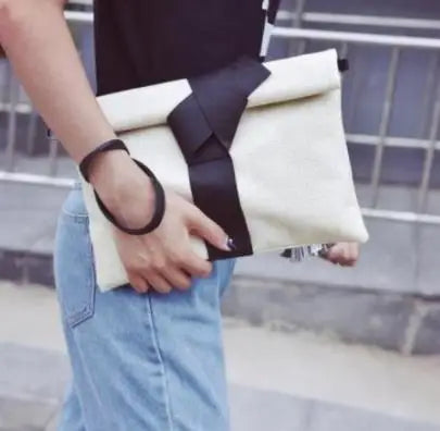 Women Bow Leather Crossbody Messenger Bag Envelope Evening Tote