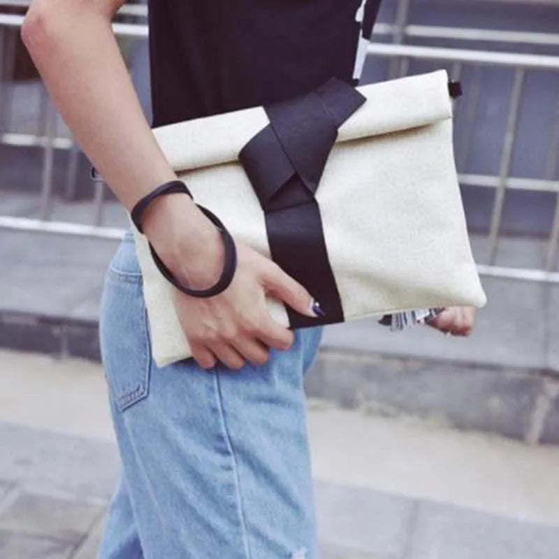 Women Bow Leather Crossbody Messenger Bag Envelope Evening Tote