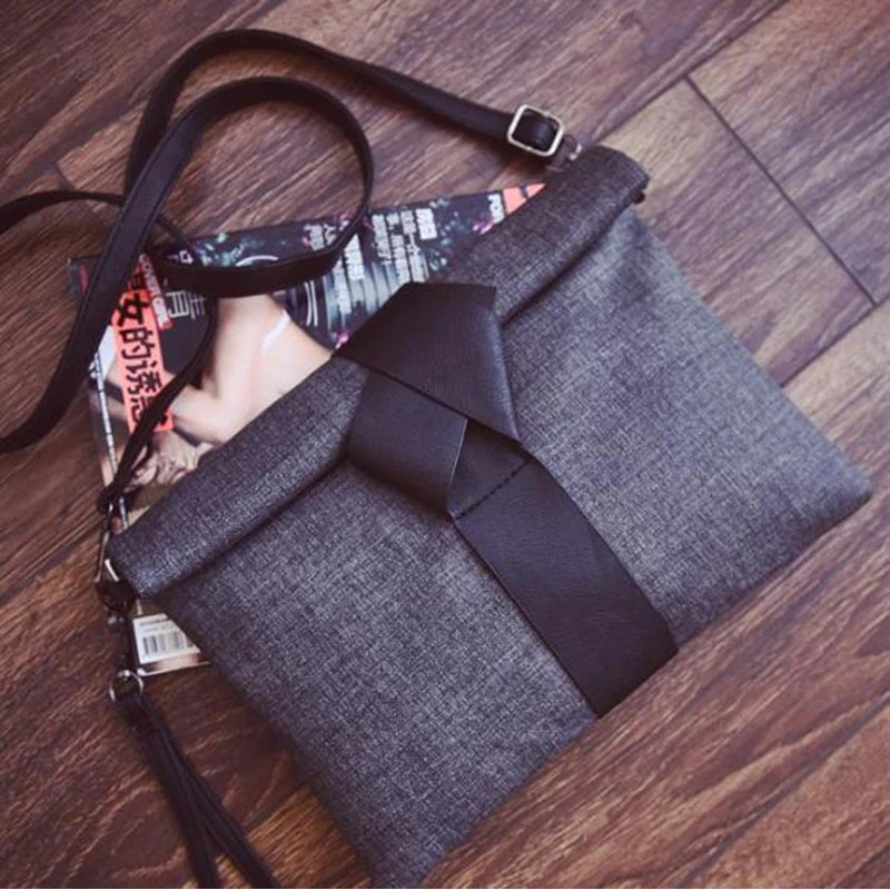 Women Bow Leather Crossbody Messenger Bag Envelope Evening Tote