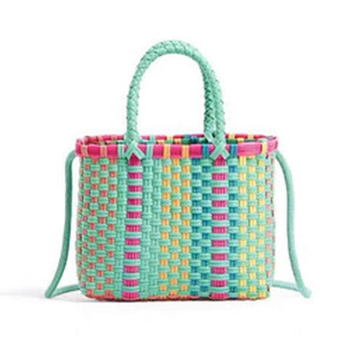 Rattan Woven Straw Tote Shoulder Bag for Women