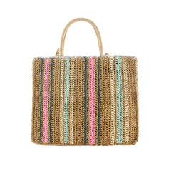 Rattan Woven Straw Tote Shoulder Bag for Women