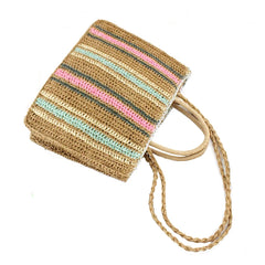 Rattan Woven Straw Tote Shoulder Bag for Women