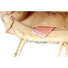 Rattan Woven Straw Tote Shoulder Bag for Women
