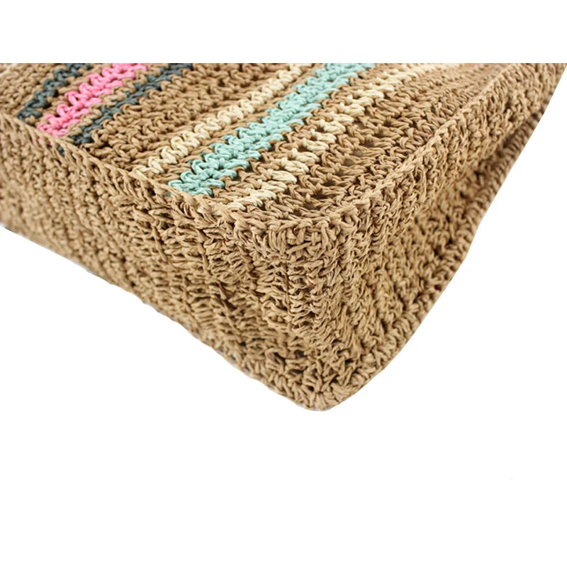 Rattan Woven Straw Tote Shoulder Bag for Women