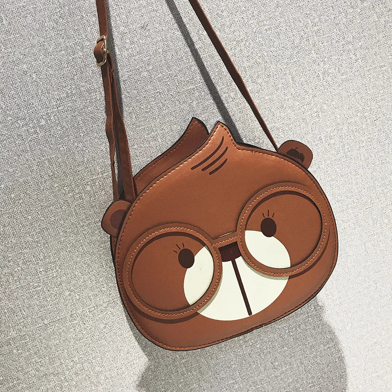 Squirrels Small round Bag Girl Gift Crossbody Messenger Bag Female GirQ5