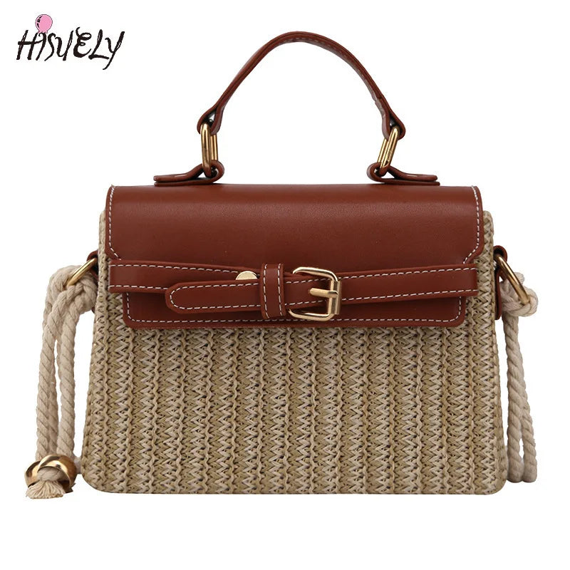 Bohemian Straw Bags Beach Handbags Summer Rattan Crossbody Bag Purse