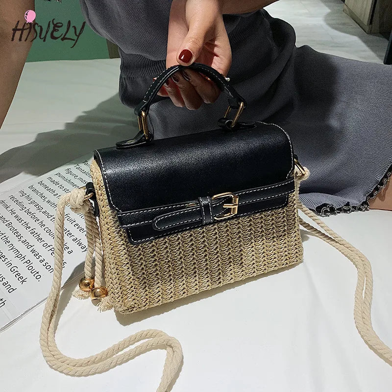 Bohemian Straw Bags Beach Handbags Summer Rattan Crossbody Bag Purse