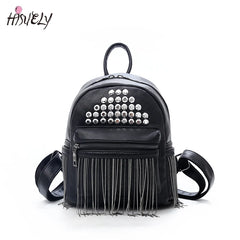 Bohemia Women Backpack Tassels PU Leather Travel Backpack High School Bag