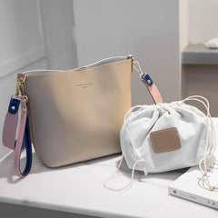 Women PU Leather Handbags Bucket Shoulder Bags Larger Capacity Crossbody