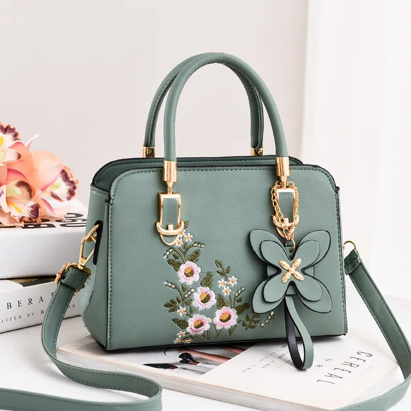 Embroidery Women Handbags Messenger Bag Leather Wild Bags Female Tote