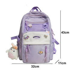 Nylon Waterproof Women Backpack College Style Schoolbag For Teen Girls