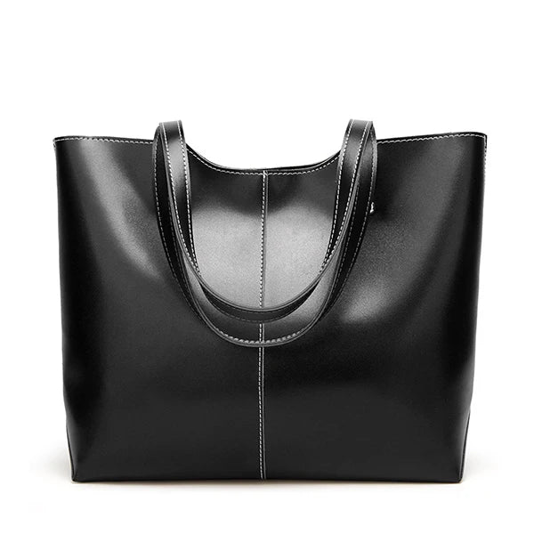 Women Oil Wax Leather Handbag Tote Large Capacity Shoulder Bag