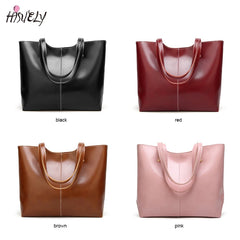 Women Oil Wax Leather Handbag Tote Large Capacity Shoulder Bag