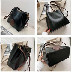 High PU Leather Chain Tote Bucket Bag for Women
