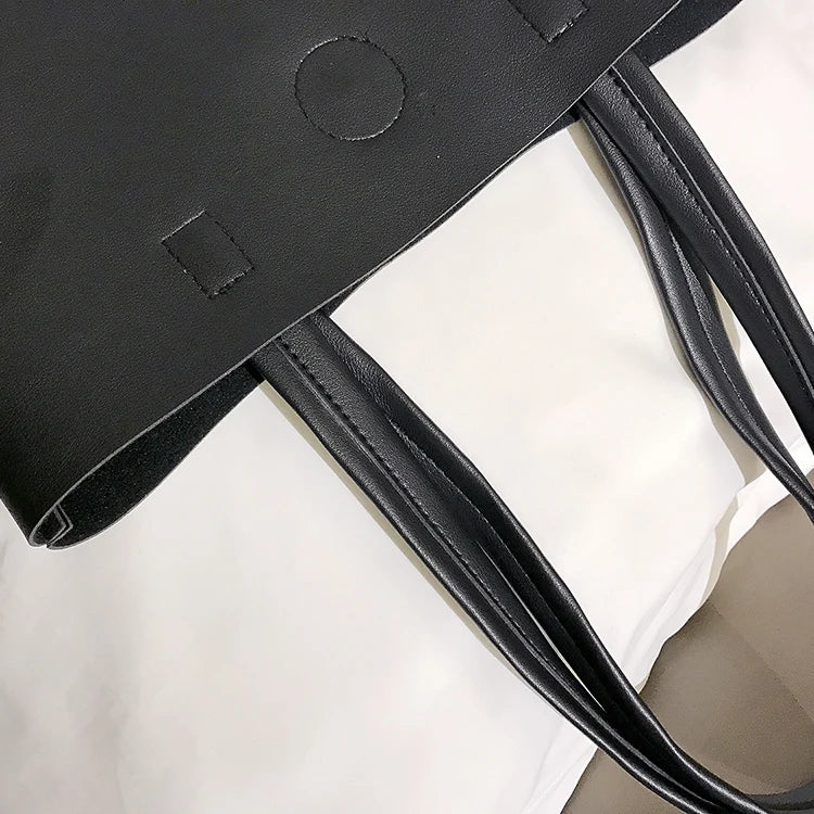 Embroidery Women PU Leather Handbag Large Capacity Tote Bag
