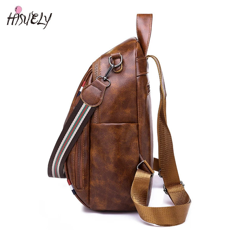 Bohemia Women Shoulder Bag PU Leather Travel Backpack High School Bag for Girl