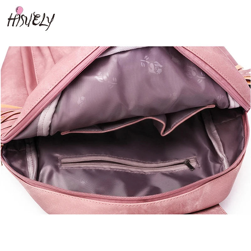 Bohemia Women Shoulder Bag PU Leather Travel Backpack School Bag for Girl