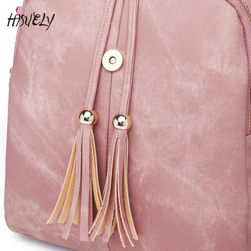 Bohemia Women Shoulder Bag PU Leather Travel Backpack School Bag for Girl