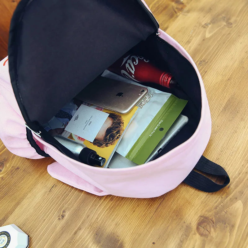 Canvas Backpack Cartoon Rabbit Ears Student Rucksack