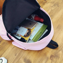 Canvas Backpack Cartoon Rabbit Ears Student Rucksack
