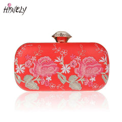 Flowers Embroidery Evening Totes Handbags for Women Retro Party/Dinner Bag