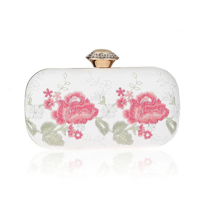 Flowers Embroidery Evening Totes Handbags for Women Retro Party/Dinner Bag