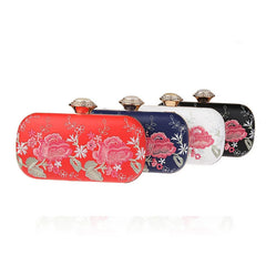 Flowers Embroidery Evening Totes Handbags for Women Retro Party/Dinner Bag