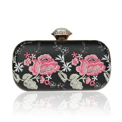Flowers Embroidery Evening Totes Handbags for Women Retro Party/Dinner Bag