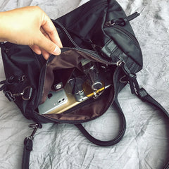 Vintage Motorcycle Tote Bag Women Shoulder Bag Zipper Top-handle Bag
