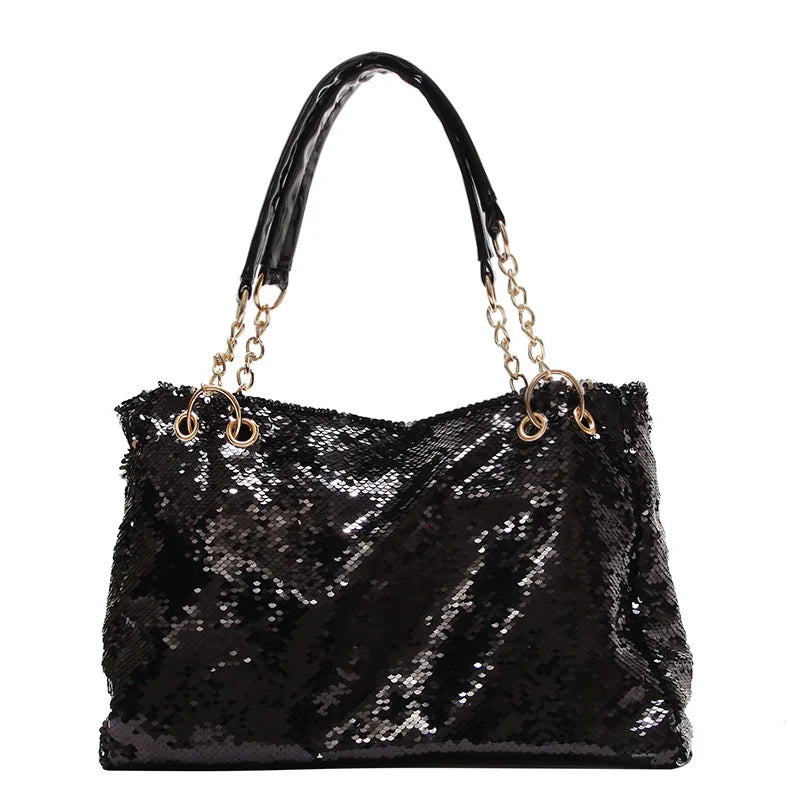 Sequins Women Tote Bag Female Shoulder Bag Large Capacity Bags Ladie Chain Bag