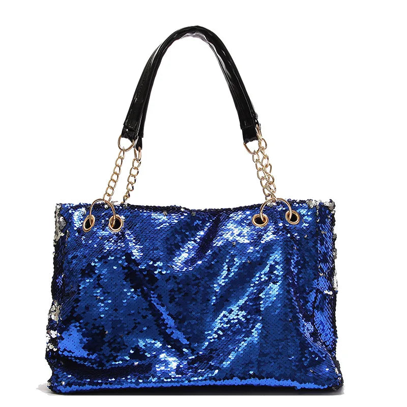 Sequins Women Tote Bag Female Shoulder Bag Large Capacity Bags Ladie Chain Bag